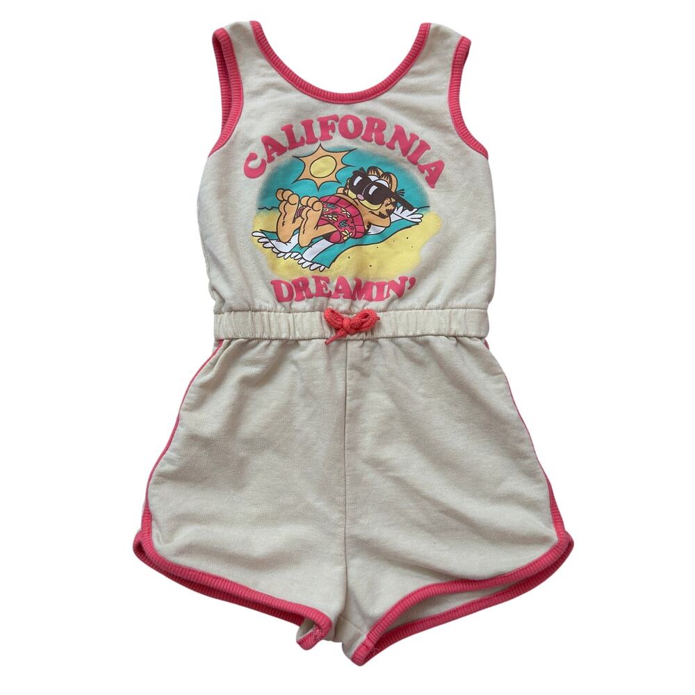 Disney Garfield California Dreamin Romper Toddler Girls Tank Outfit Size 4T